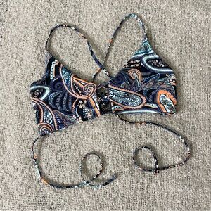 🆕 NWOT Relleciga Paisley Cutout Lace-Up Bikini Top
